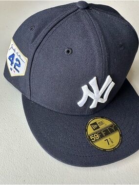 New Era 59FIFTY New York Yankees Jackie Robinson Day Navy Fitted Hat Size 7 5/8